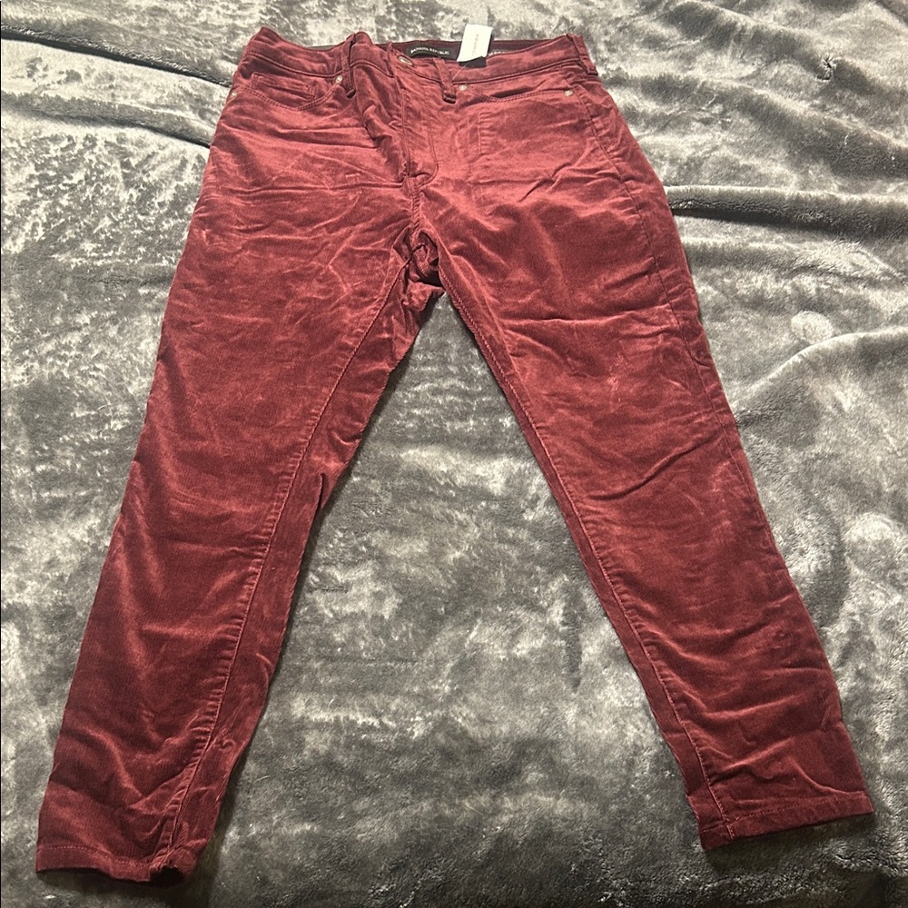 Banana Republic Dark Red Corduroy high rise skinny ankle pants size 29s nwt